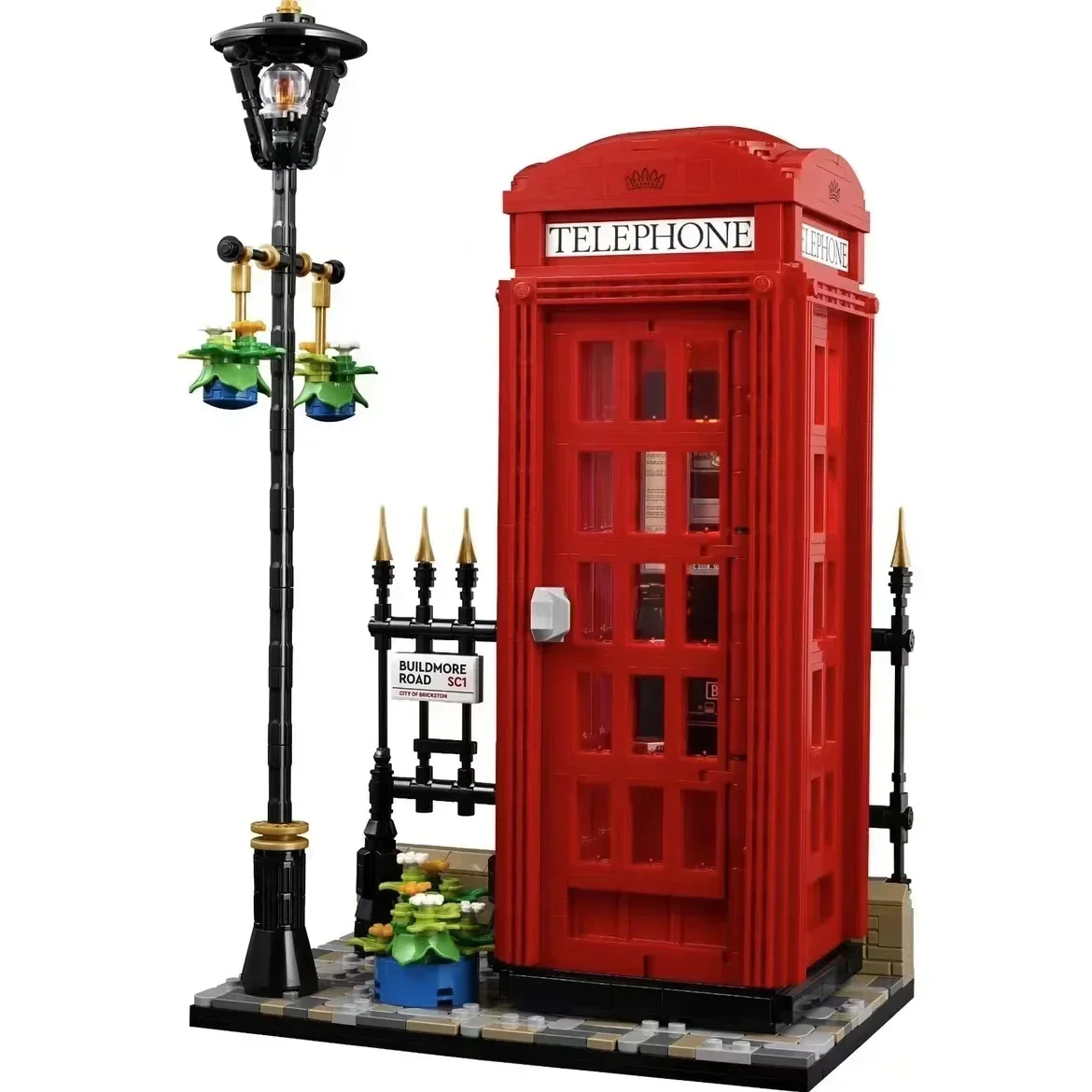 Ideas Red London Telephone Box Building Blocks Sets Compatible With Legoed Particles Suitable For Christmas Gifts 21347