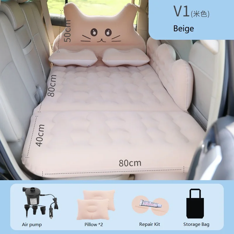 Inflatable Mattress Car Travel Bed Automatic Inflatable Flocking Cloth Camp Bed Car Camping Accessories Air Mattress Folding