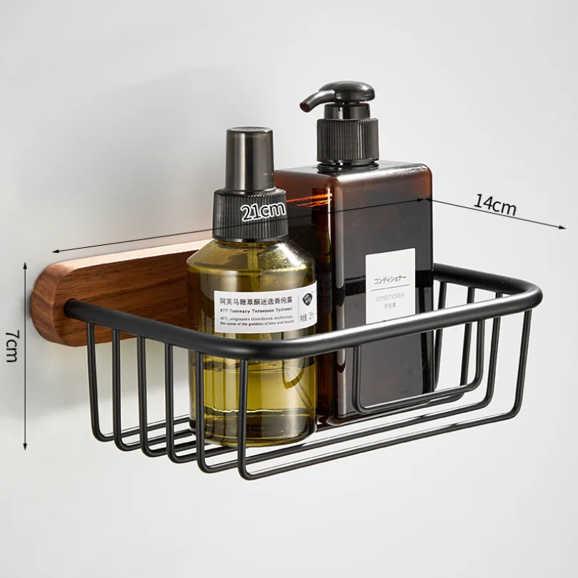 Black walnut solid wood bath towel rack bathroom towel holder folding rack bar paper punch-free cosmetic shelf
