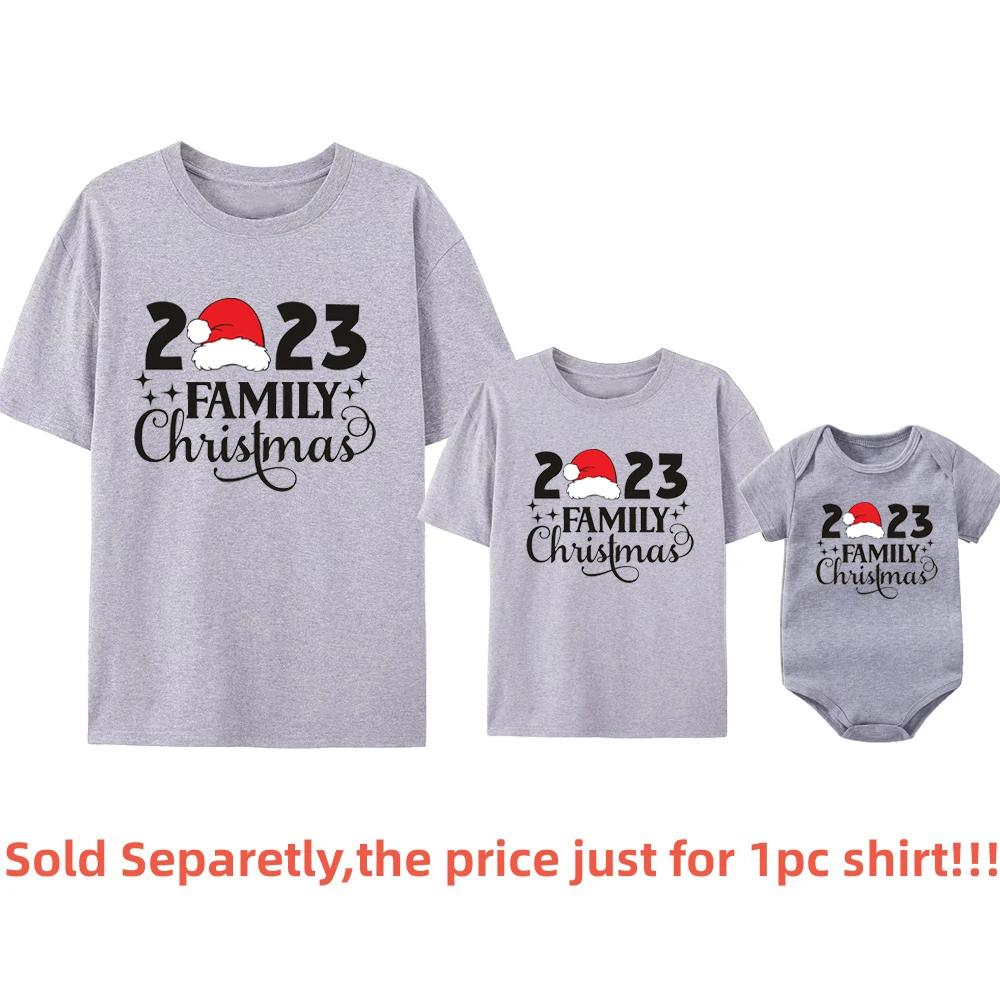 Camisas navideñas familiares 2023, trajes familiares a juego de algodón, camisetas para papá, mamá, niños, mamelucos para bebés, blusas a juego, ropa de Navidad, regalo