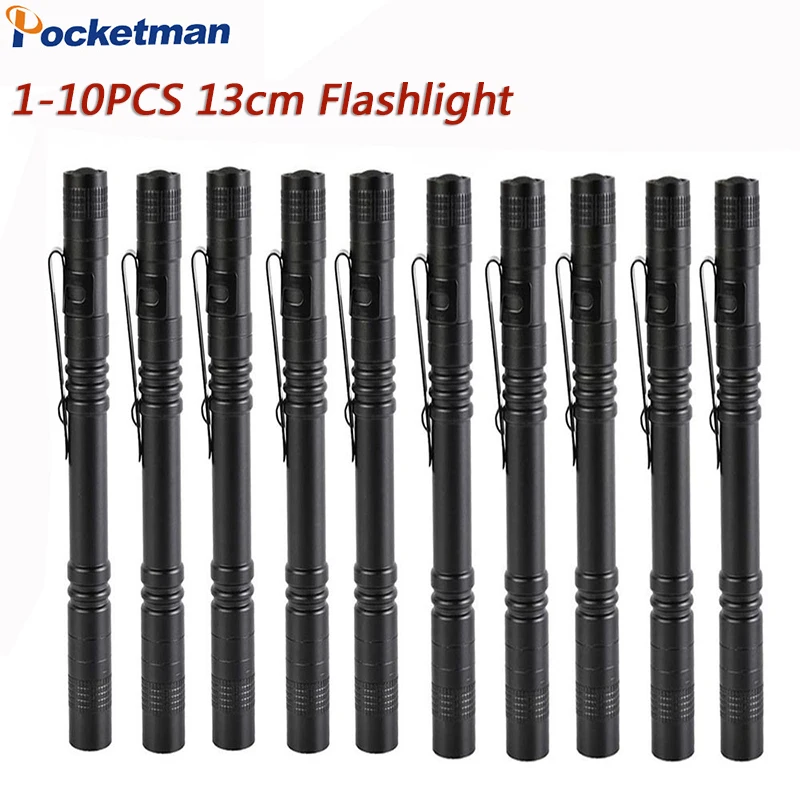 

1-10Pcs 13cm Mini Portable Small Penholder Led Flashlight Night Walking Lighting Maintenance Work Torch Aluminum Alloy Light