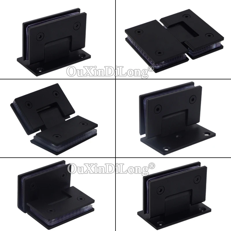 

Durable 2PCS 304 Stainless Steel Frameless Bathroom Door Hinges Shower Cabin Glass Partition Clamps Hinges Dumb Black for 8~12mm