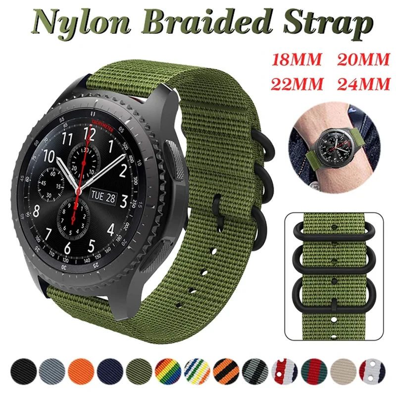 Premium Fabric Nylon Sport Loop Strap, 18-24mm Adjustable Band in Vibrant Colors