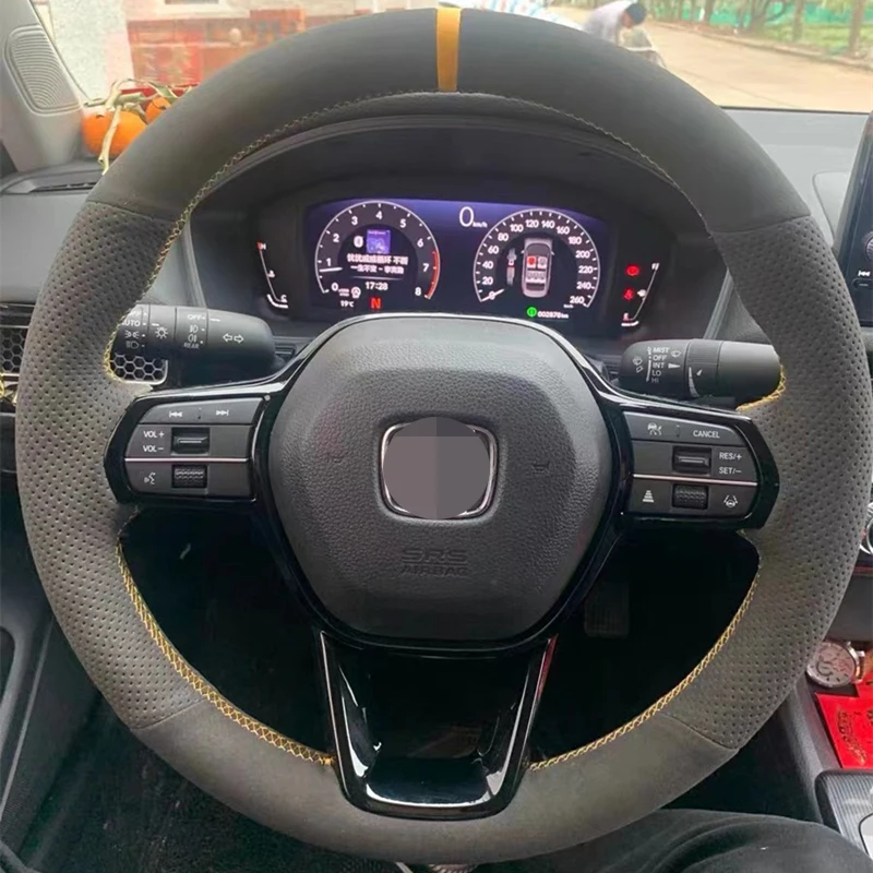 Diy Non slip And Wear resistant Hand Stitch Black Suede Steering