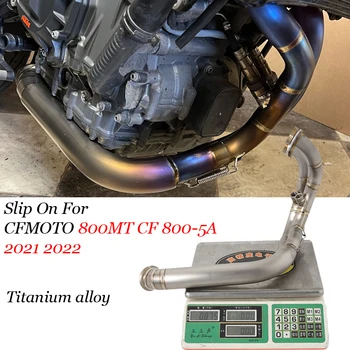 Motorcycle Exhaust Modify Escape System Muffler Titanium Alloy Front Link Pipe Slip On For CFMOTO 800MT CF 800-5A 2021 2022