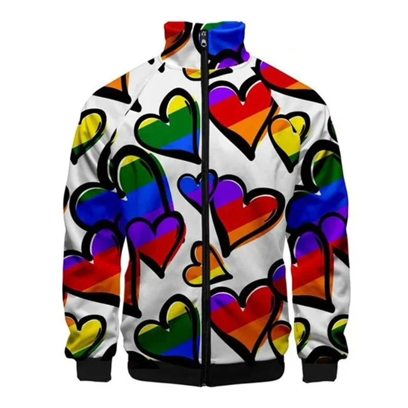 thumbnail image 1 of Nueva chaqueta con cremallera y estampado 3D de arcoíris LGBT para hombre y mujer, sudadera para el día del orgullo gay, tops de primavera y otoño, ropa de calle transpirable, 1 of 5