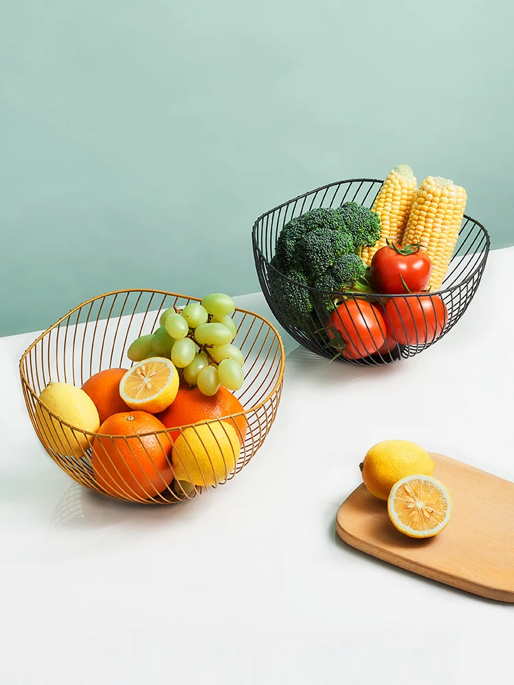 

Iron Fruit Plate Living Room Home Coffee Table Snack Storage Basket Light Luxury Creative Fruit Basket Pots