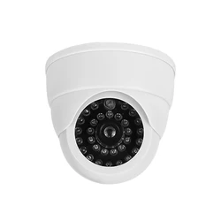 Realistic Dummy Security Camera with Flashing Red LED for Home and Office Theft Deterrence (WHITE)