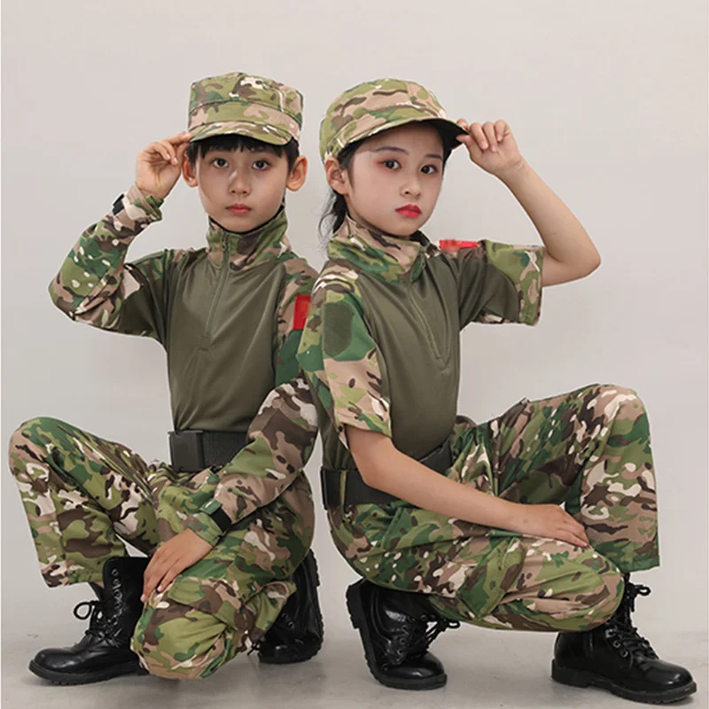 Camouflage Clothing Children Kid Boy Girl Tracksuit Military Uniforms Outdoor Camping Camouflage Suit Hunting Fitness Training
