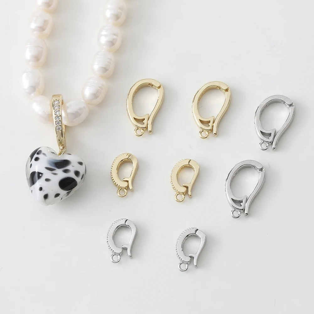 2pcs Brass Cz Pave Pearl Enhancer Bail,pendant Connector Clasp Hooks