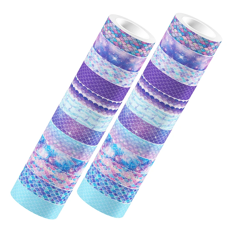 12Pcs Fish Scales Washi Tape Diary Decoration Scrapbooking Decorative Tape Stationery Colorful School Supplies Masking Tape 4