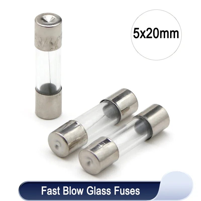 

50/100pcs Glass Tube Fuse 5x20MM 0.1A 0.2A 0.5A 1A 2A 3A 4A 5A 6A 8A 10A 12A 15A 20A 30A 25A 250V Fast Blow Fuses Fusibles