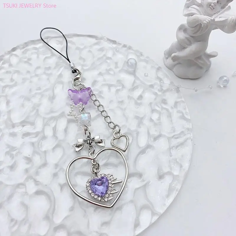 62Ke süßer Herzscharklappenperlen -Perlen -Charm Straps Auto Schlüsselhänge Anhänger Modetasche Dekoration Lanyard Geldbeutel – Detail 8