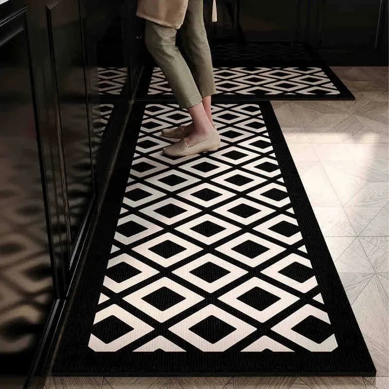 Kitchen Carpet Waterproof Oil-proof Floor Mat Pvc Leather Non-slip Foot Mats Long Strip Home Decoration Rug Alfombra De Cocina 2