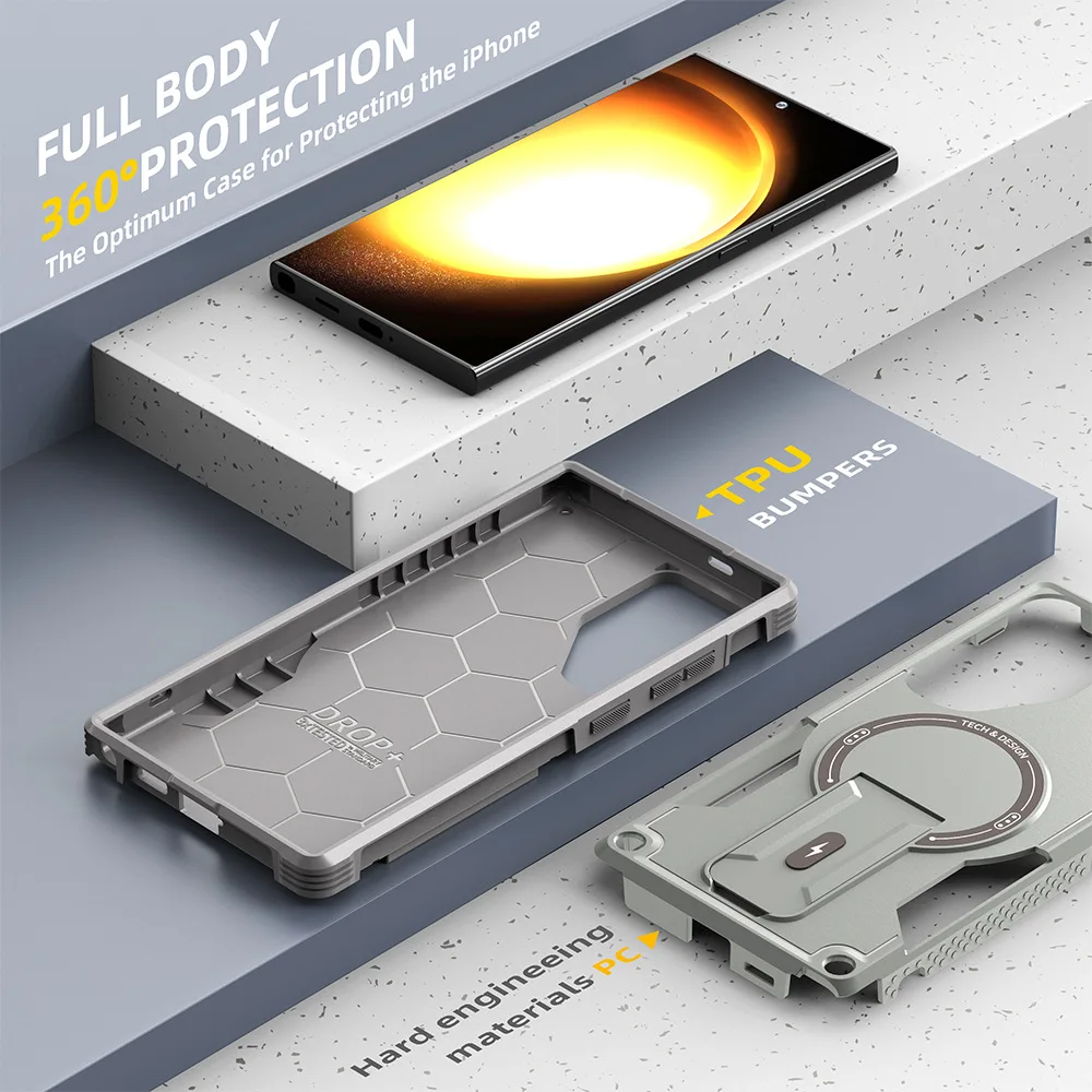 Cool Mecha Magnetic Shockproof Phone Case - Rugged Plastic  Cover