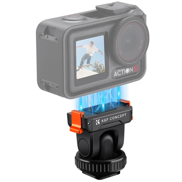 K&F CONCEPT Magnetic Cold Shoe Quick Mount for DJI Osmo Action 3/4/5 Pro Cameras & DSLR with 1/4" Screw Holder Tripod Adapter 2