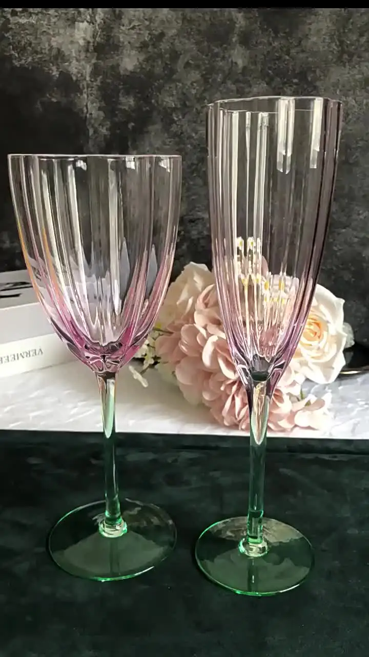 レトロなシャンパンクリスタルワイングラス,高級ヴィンテージスタイル