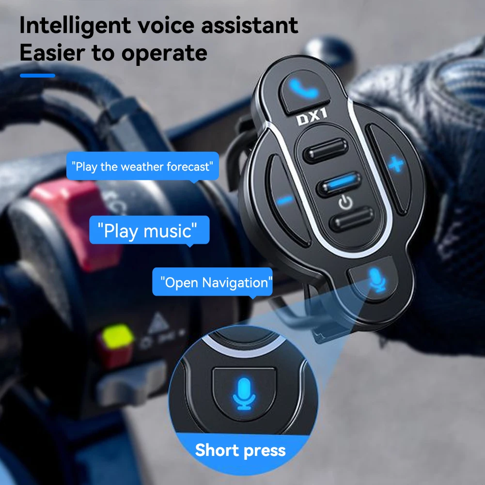 Smart Bluetooth 5.4 remote control waterproof wireless media controller for helmet earphone motorcycle bike handlebar universal