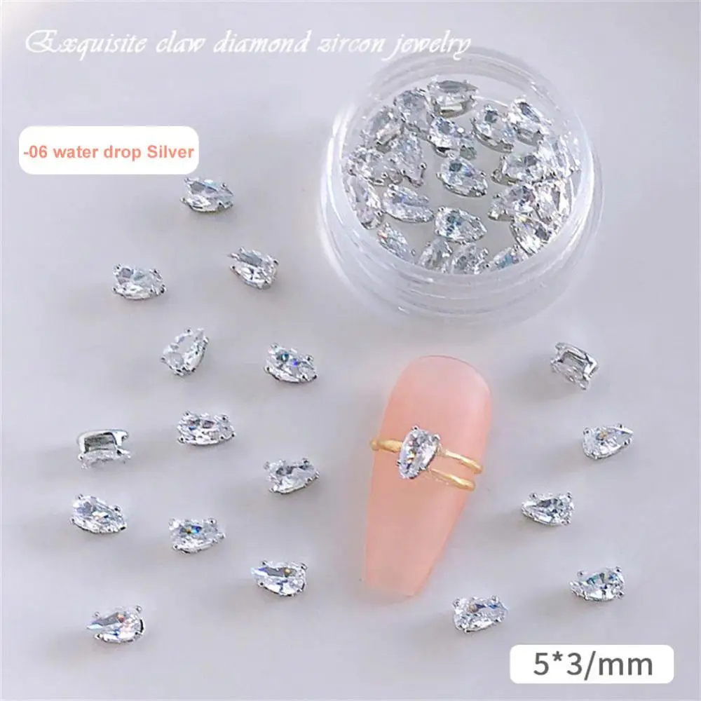 3D Bow Flower Crystal Pendant Chain Nail Art Decorations Metal Zircon Nail Art Jewelry Nails Accessories Charms Manicure Tools