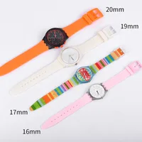 Bracelet de montre en Silicone 16mm 17mm 19mm 20mm pour Swatch, Bracelet en caoutchouc coloré étanche pour hommes et femmes, accessoires de Sport 6