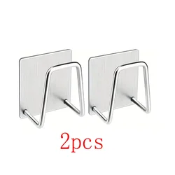 Kitchen Sink Sponge Rack & Drain Storage Holder - Self-Adhesive Stainless Steel Organizer with Wall Hooks (2pcs)