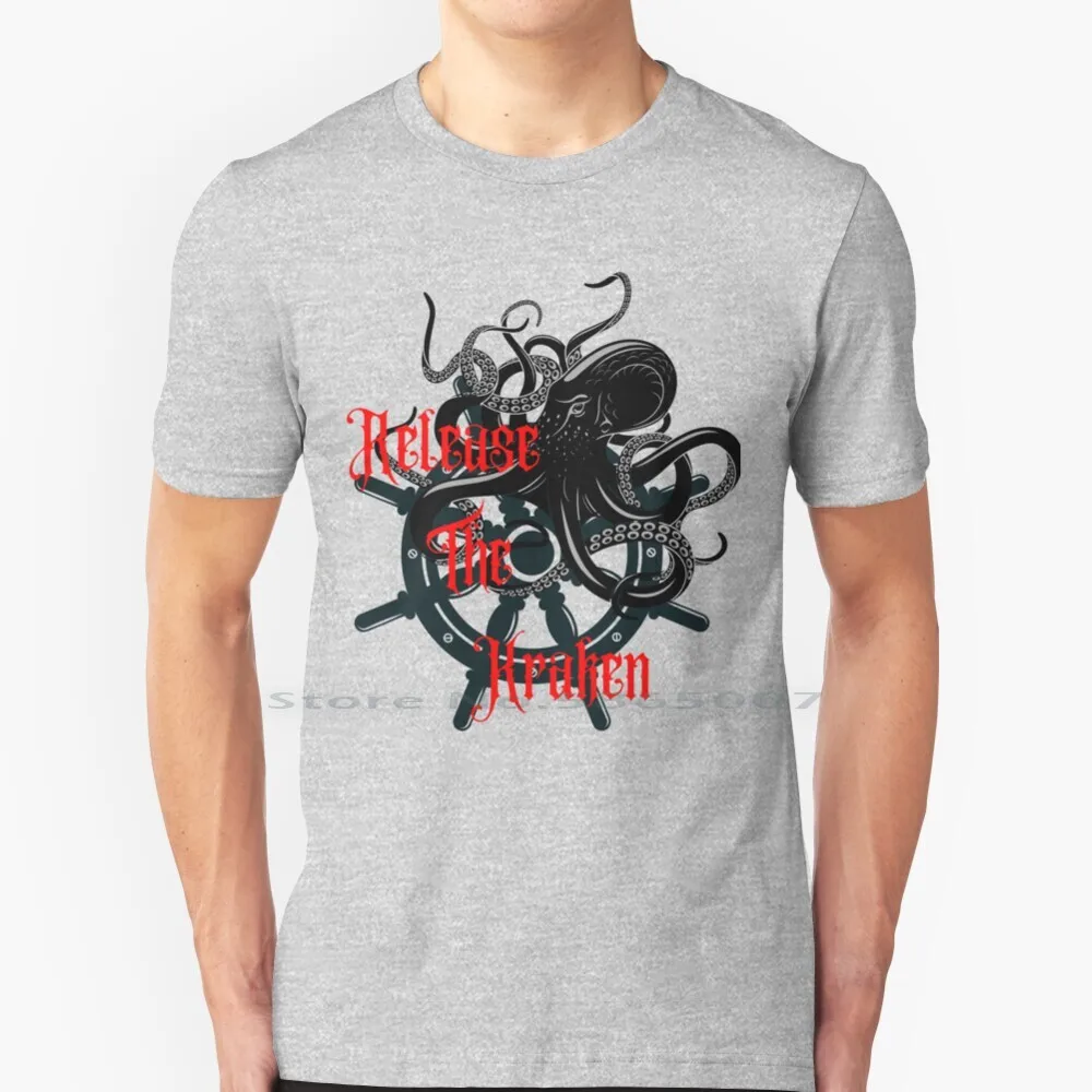 Rilascia La Maglietta Kraken 100% Cotone Rilascia Il Kraken Rum Octopus Black Red Ship Sea Sailor Big Size 6Xl Tee Gift Fashion