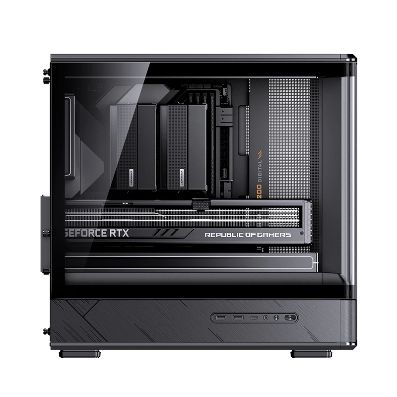 JONSBO D200 MATX 컴퓨터 케이스 기둥이없는 바다 전망 룸 데스크탑 게임 섀시 240 수냉 디지털 디스플레이 화면