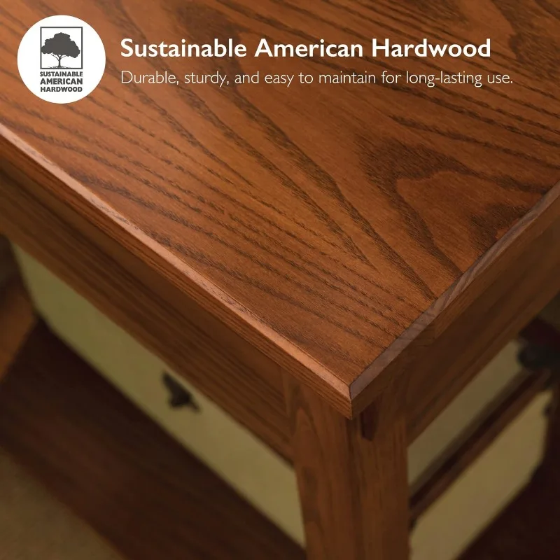 10055-RS Mission Coffee Table for Living Room, Two Drawers and Shelf, Made with Solid Wood, Russet Finish 3