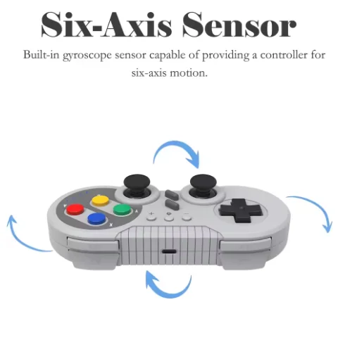 Ergonomic Gray Gaming Controller with Turbo & Motion Vibration Compatible for Switch OLED PC SNES - Motion Controlled Video Game - 4