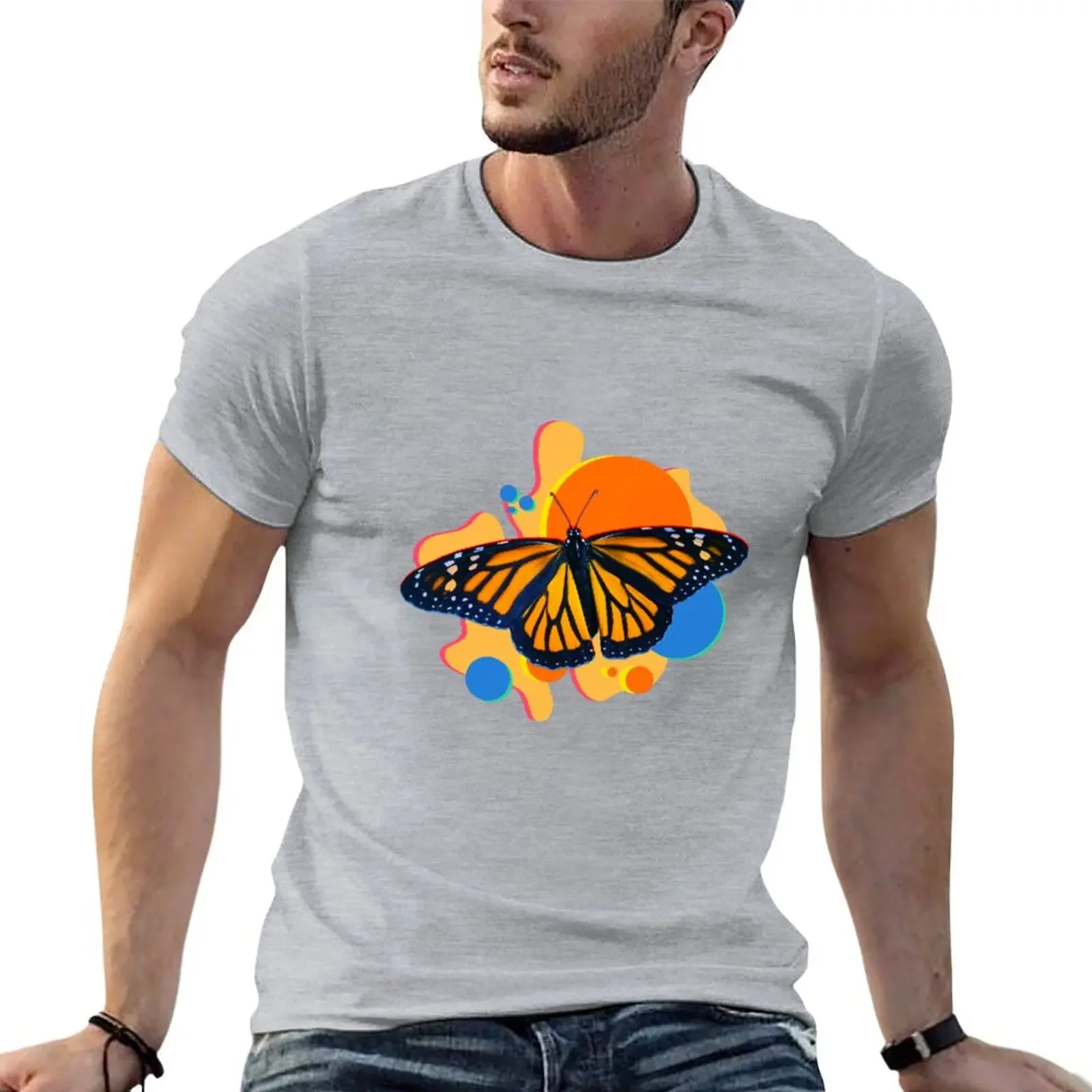 

Colorful Monarch Butterfly T-shirt vintage tops customizeds Men's t shirts