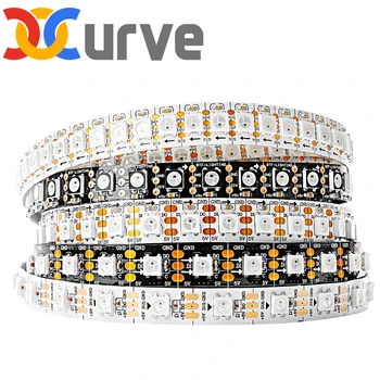 개별 주소 지정 가능 RGB LED 스트립, WS2812B, 1m, 2m, 4m, 5m, 30, 60, 74, 96, 100/144 픽셀, LED/m, WS2812, 흑백 PCB, IP30, 65/67, 5V