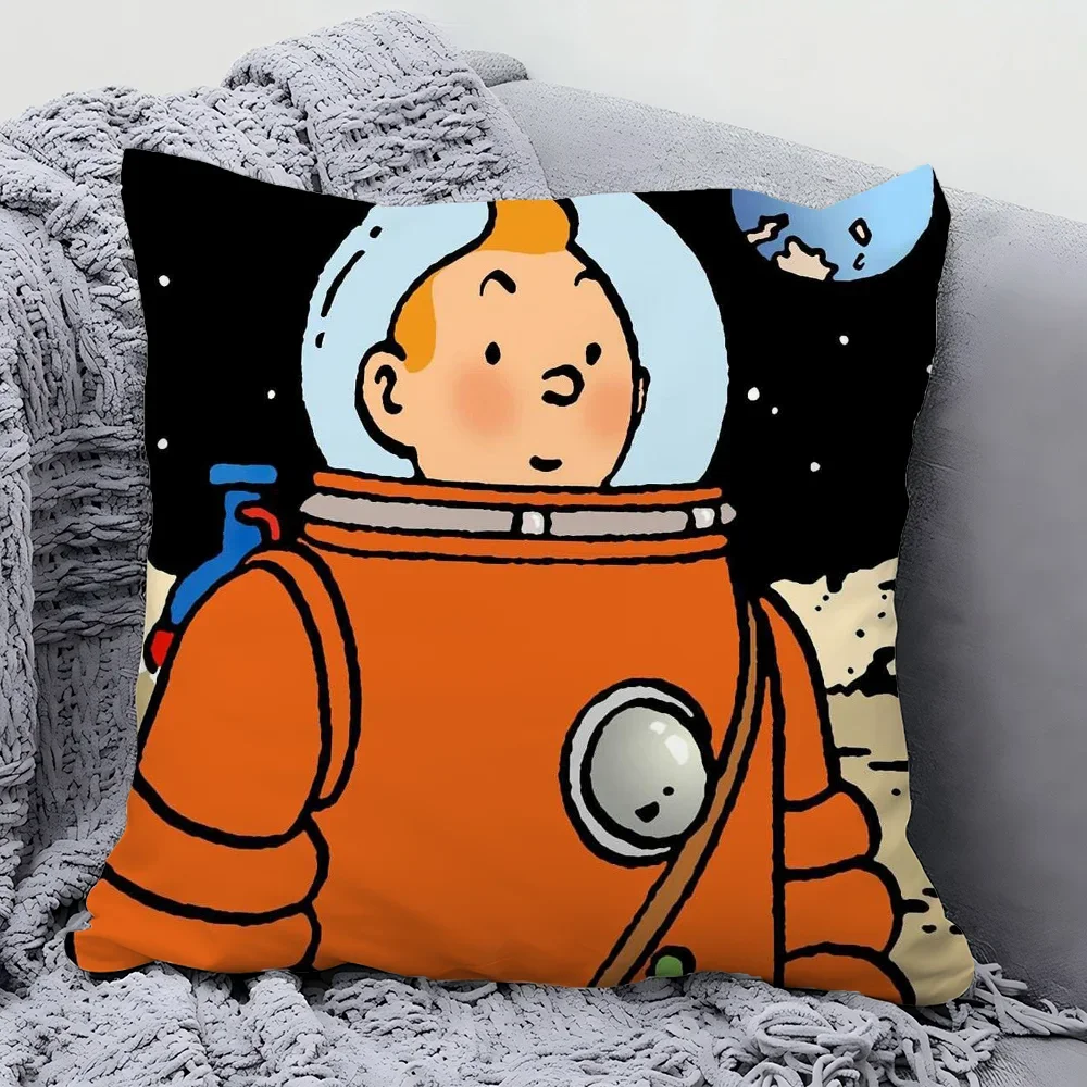 1pc The Adventures Of T-Tintin Animation Pillow Case Square Pillow Bedroom Sofa LeisureComfortCarLivingRoomHome Decoration 40X40 5