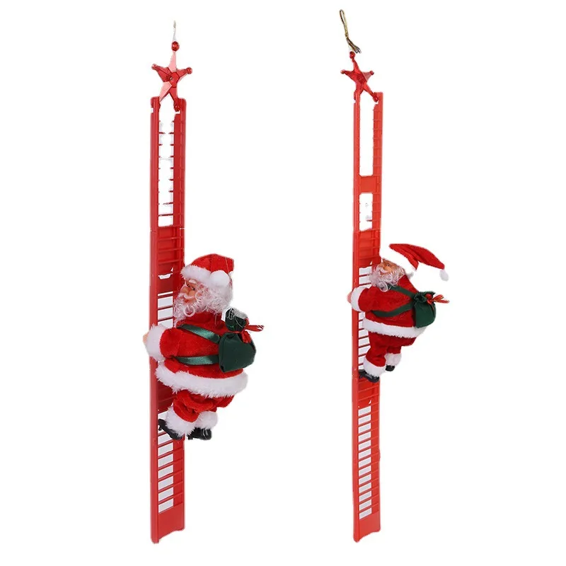 Christmas Electric Santa Claus Climbing Rope Plush Doll Creative Music Xmas Tree Decor Birthday festival Kids gifts Toys 4