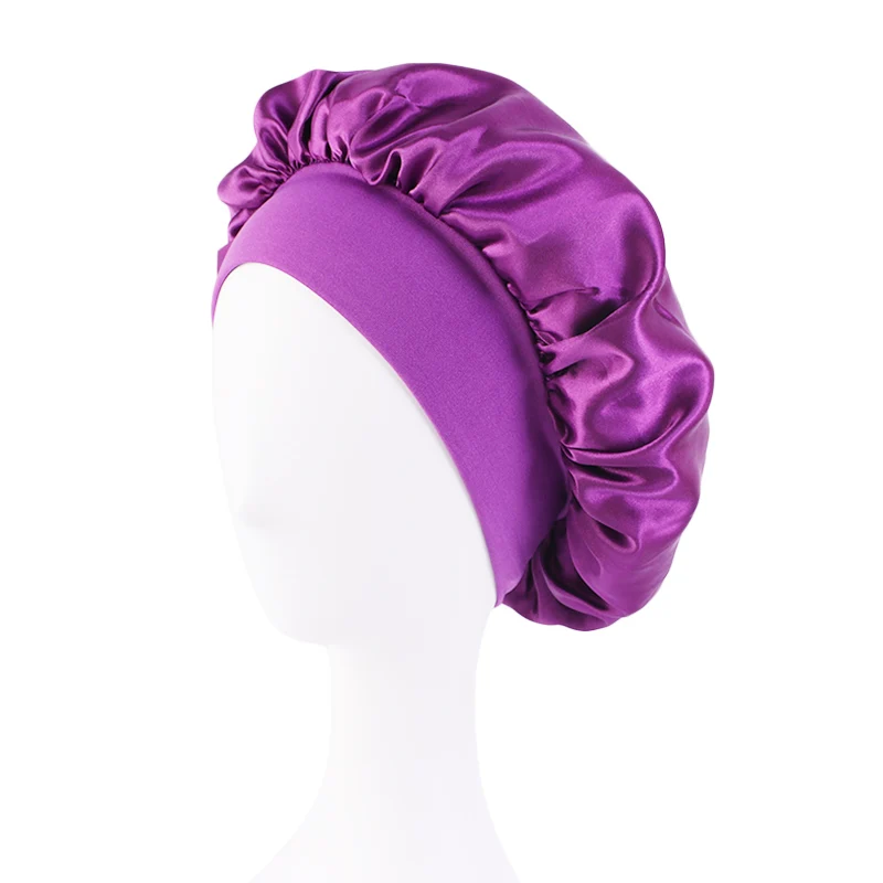 Women's Satin Wide-Brimmed Sleep Bonnet with Elastic Band