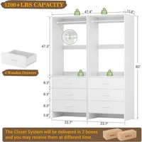 Closet System Closet Organizer, Wood Closet Organizer System, Walk-in Closets or Small Closets Wardrobe, Clothes Rack wi 2
