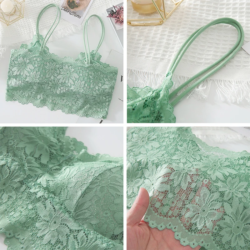 3PCS Women Lace Bras Top Comfortable Bralette Solid Color Sexy Underwear Vest Female Hollow Out Wireless Lingerie Seamless Bra 5