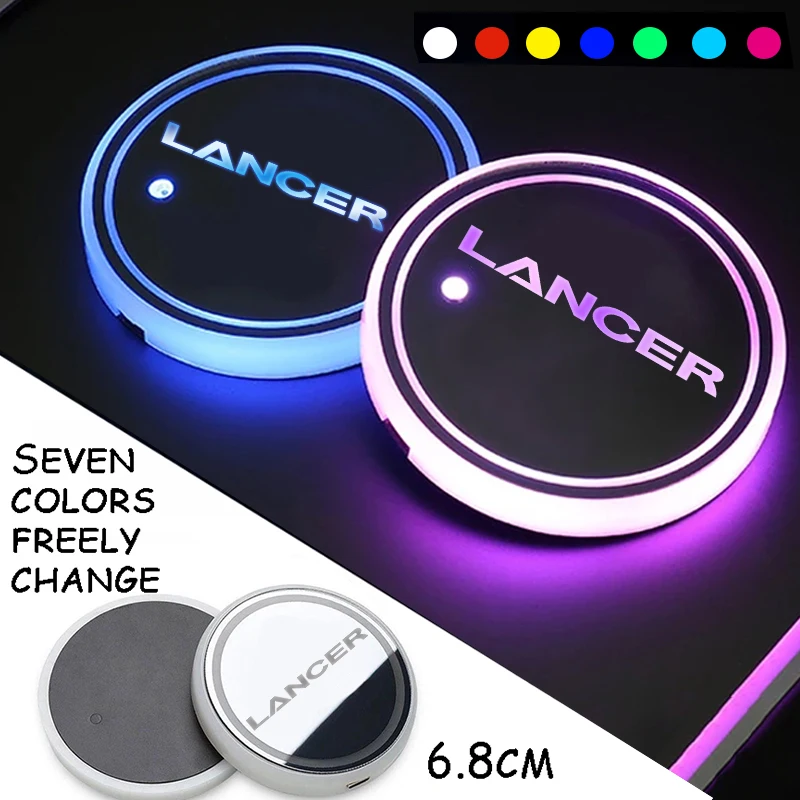 Portabevande Multicolori Smart Lde Per Mitsubishi Lancer Logo Ambient Usb Charging Car Water Coaster Decor Mat Pad Accessorio