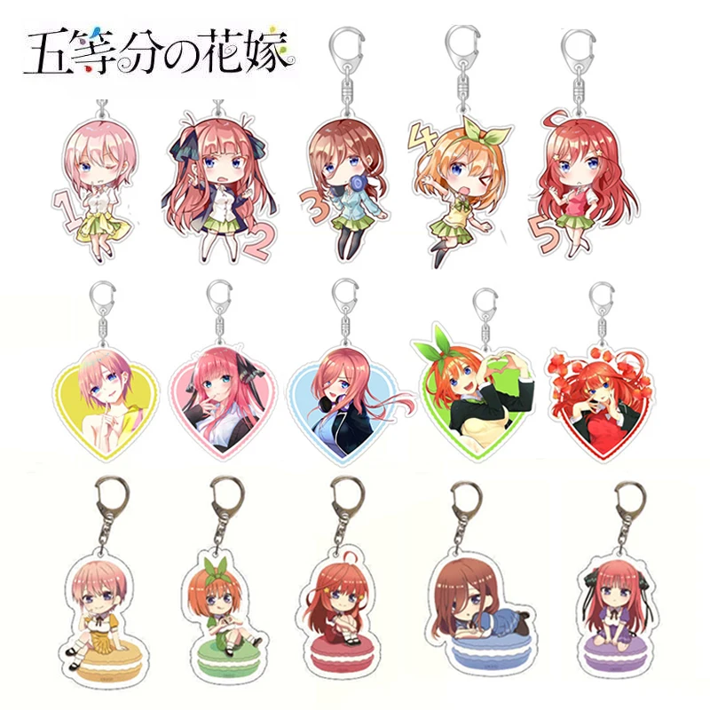 

20pcs/lot The Quintessential Quintuplets Anime Keychain Cartoon Nakano Miku Figure Acrylic Pendant Keyring Jewelry Wholesale