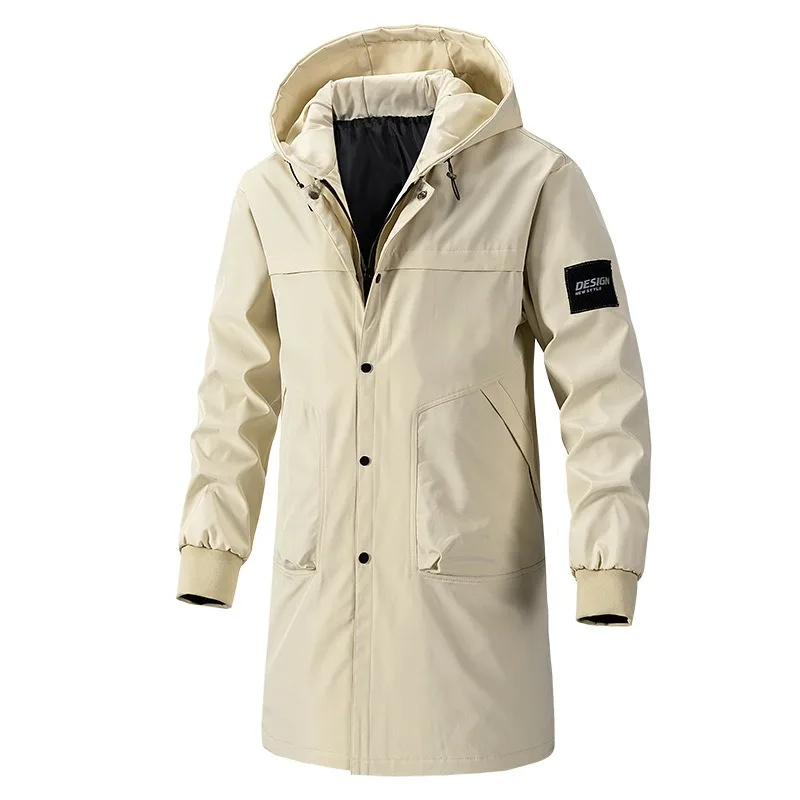 9XL Trench Coat Men Plus Size Long Windbreaker Spring Autumn New Men's Coat Hooded Jacket for Men 8XL Men Clothing 2