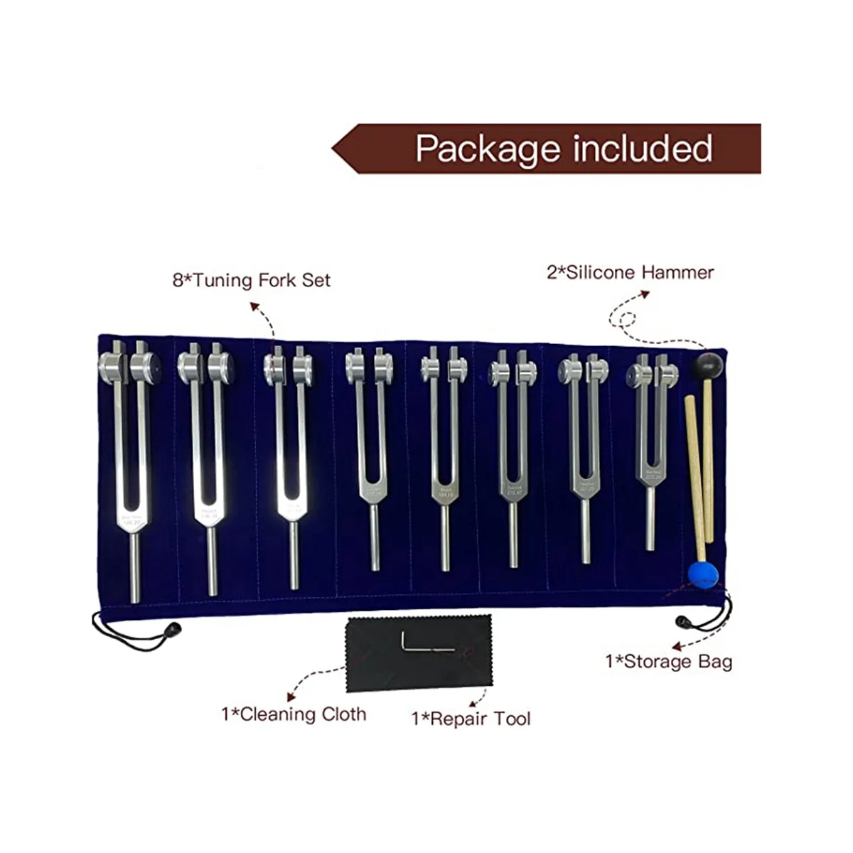 New Chakra Tuning Fork Set for Healing, 8 Pieces Silver Chakra Tuning Fork for Meditation 5