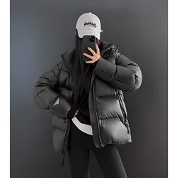 Winter Thick Warm 90%White Duck Down Coat Zipper Puffer Jackets for Women Hooded Detachable Black Gold Down Jacket Female Parka