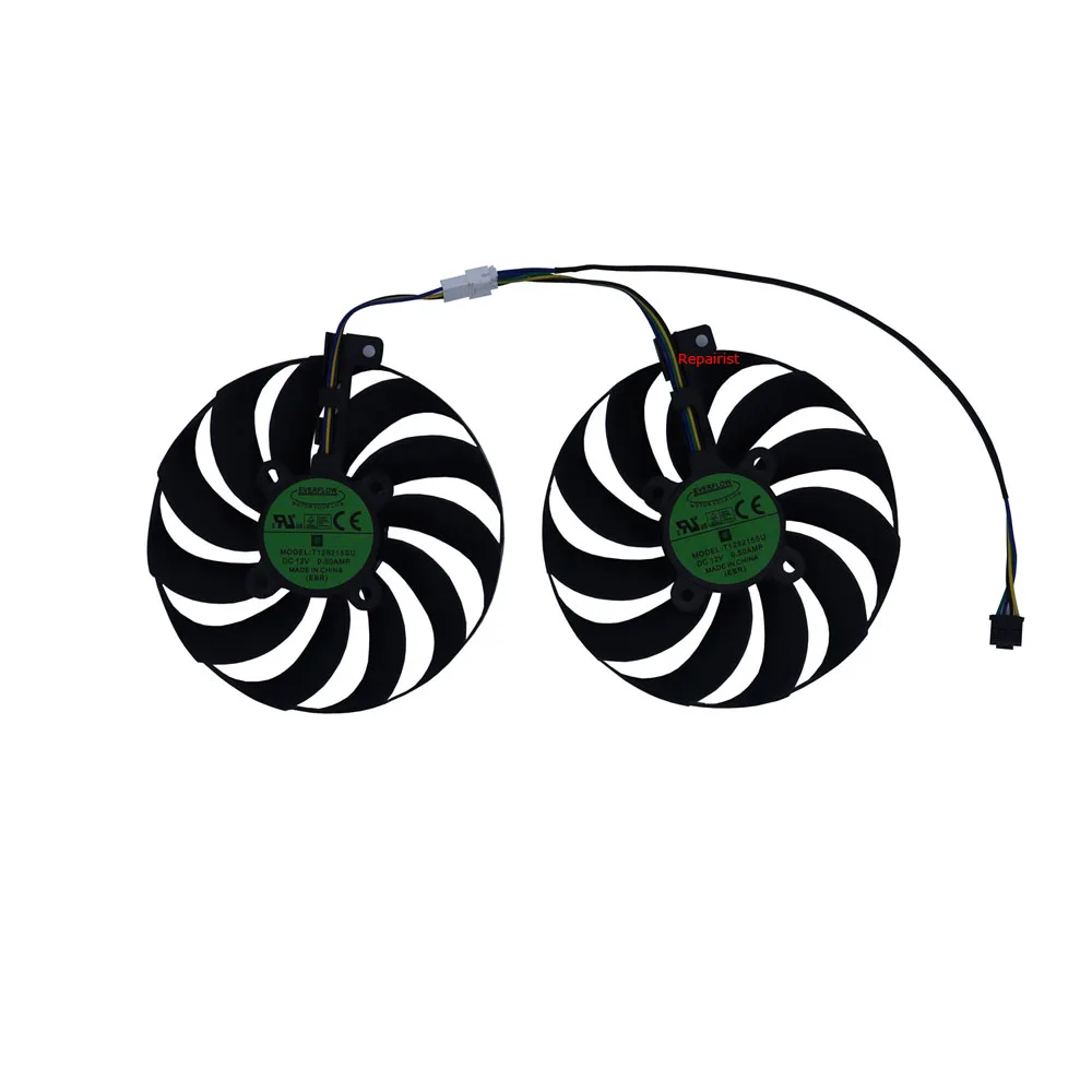 Conjunto T129215su4pinventilador Placa de Vídeoventilador de Placas Gráficapara Asus rx 5600 xt Dual Evo Ocpara Asus Rx5700 rx 5700 xt Dual Evo oc Placa de Vídeo Ventilador Substituir Fdc10u12s9-c Pld10010s12hh Peças - Imagem 3