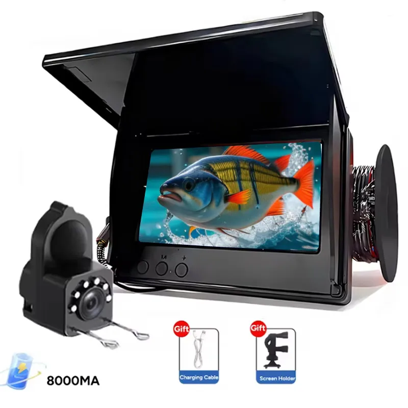 Détecteur poissons portable 1080P 4.3 pouces LCD vision nocturne 120° angle pêche sous-marine main