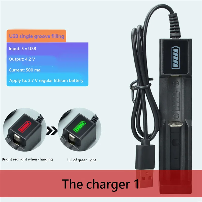 USB Battery Charger 1 Slot Universal Quick Charging Rechargeable Lithium Battery Charger for 18650 26650 14500 16340 usb battery charger