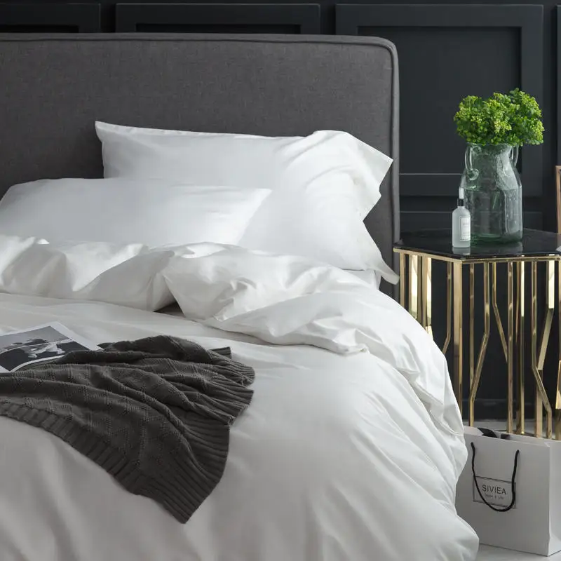 White Egyptian Cotton Bedding Set Home Textile King Queen Size 4pcs