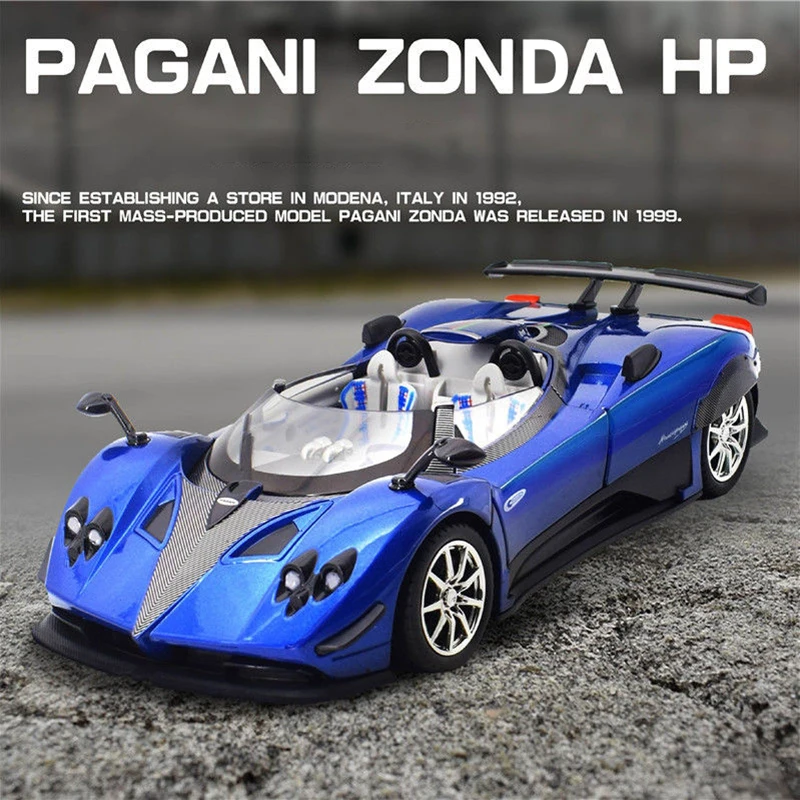 1:24 Pagani Zonda HP Barchetta Supercar Alloy Car Model Sound and Light Pull Back Children's Toy Collectibles Birthday gift 2