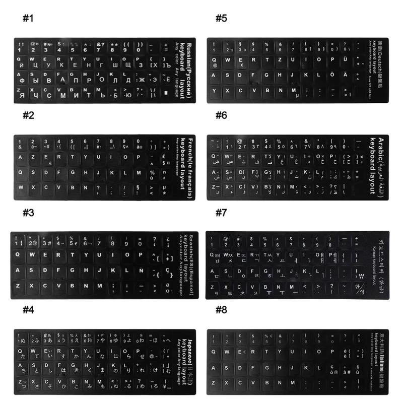 Adesivo Con Lettere Della Tastiera Adesivi Con Alfabeto Russo/Francese/Spagnolo/Giapponese/Tedesco/Arabo/Coreano/Italiano Per Pc Portatile