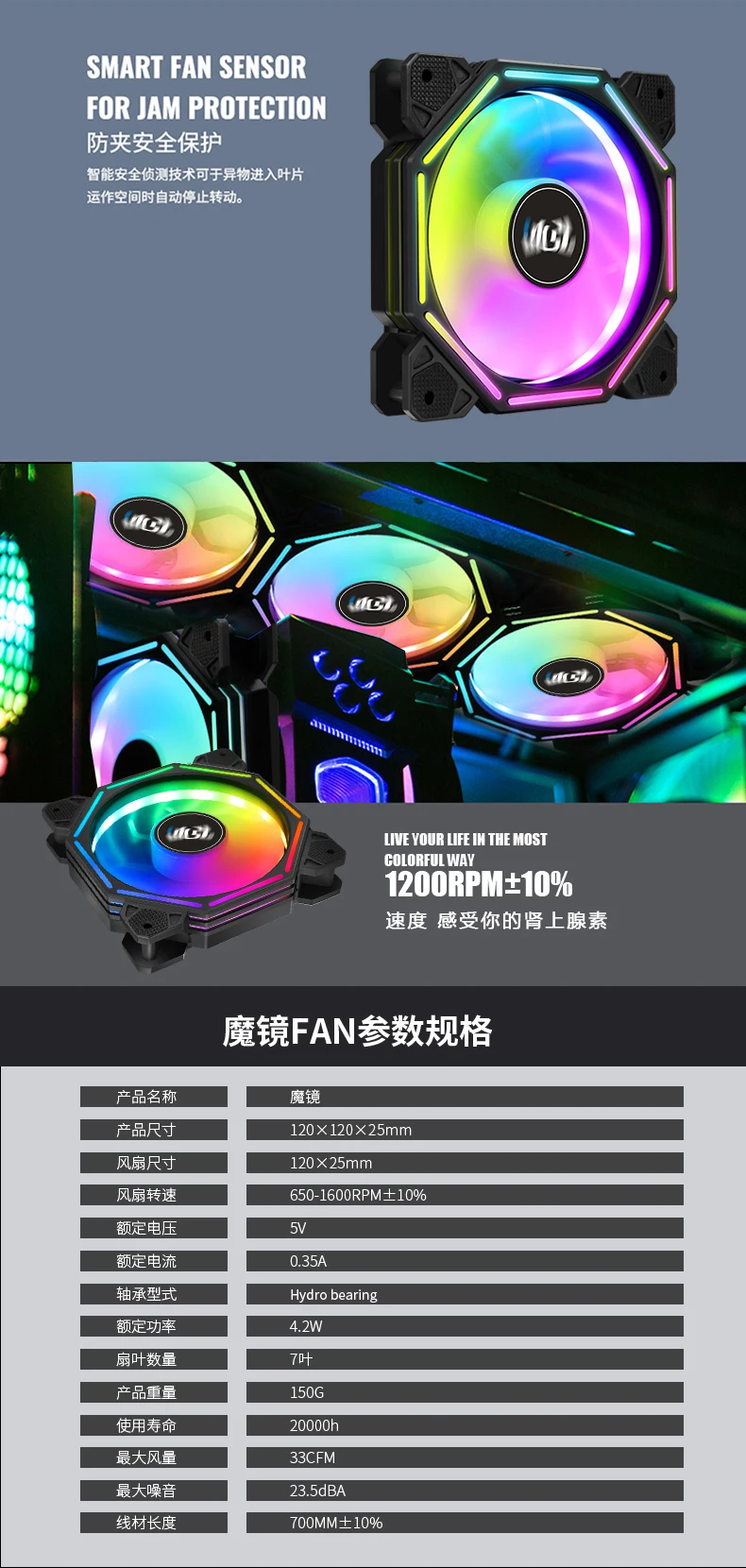 120mm caso ventilador do computador rgb ventilador