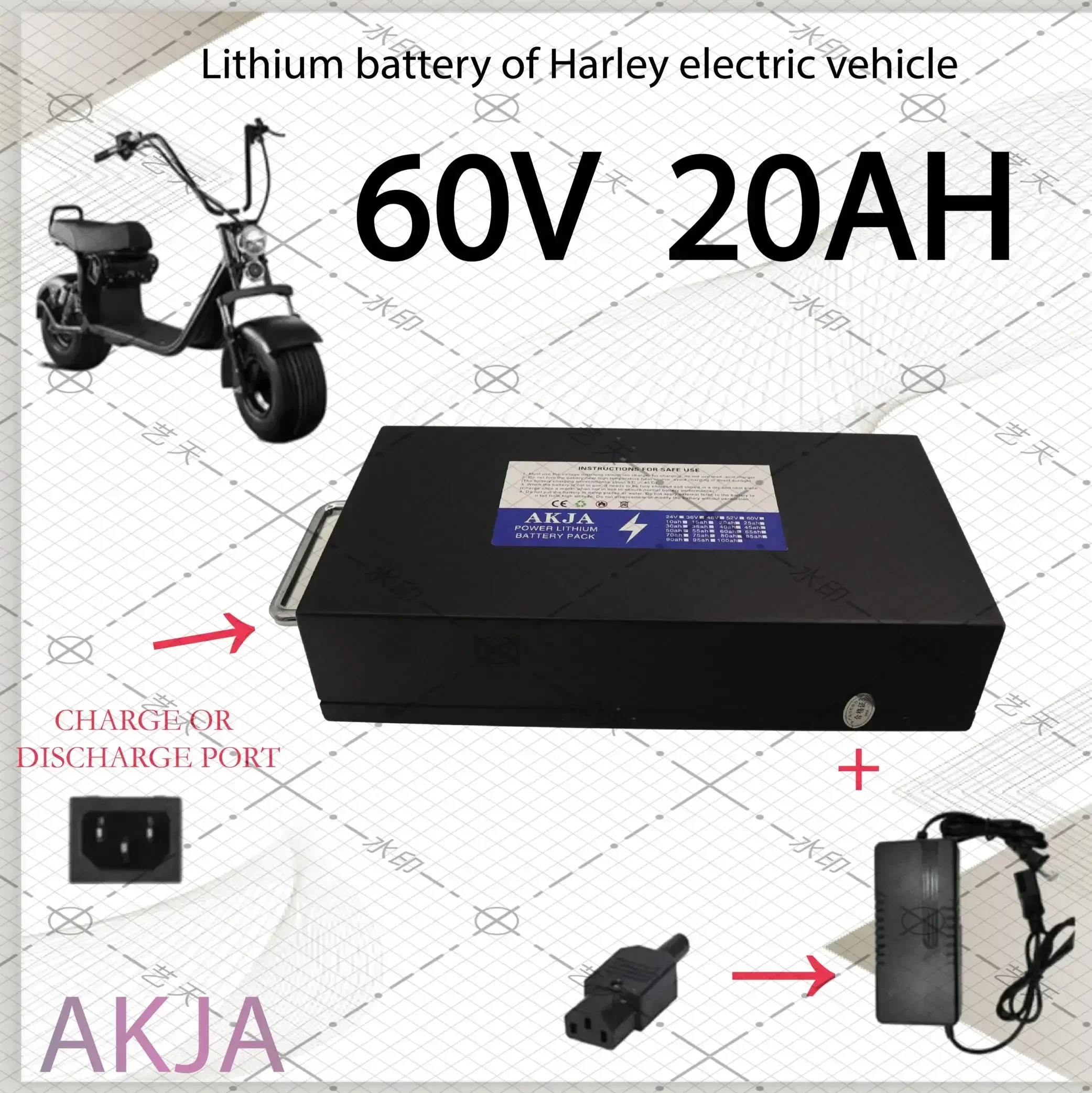 

New Full Capacity Power 18650 Lithium Battery 60V20ah-60ah Lithium Battery Pack Suitable for 250-2000W+Lithium Battery Charger