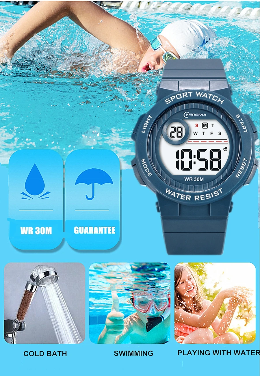 Kids Sport Watches Alarm Stopwatch Children Digital Watch For Boys Girls 30M Waterproof Military Student Electronic Wristwatch 6